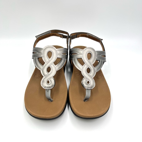 Rockport Women's Ramona T-Strap Pewter Silver Summer Sandals Shoes Size 7 NEW - Picture 2 of 13